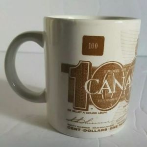Novelty Collectible 1998 $100 Bill Canadian Currency Ceramic Coffee Mug